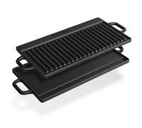 Vonshef Cast Iron Griddle Plate, Pre-Seasoned Non-Stick Bbq Griddle Plate With Handles, Reversible Griddle Pan Oven Safe Hot Plate