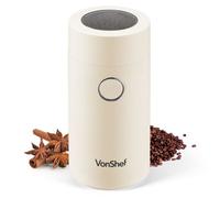 VonShef Electric Coffee & Spice Grinder, for Espresso Beans, Nuts & Grains - Bean & Spices Chopper with Powerful Motor and Tough Stainless Steel Blades, Grind up to 60g / 4 Cup Capacity - Cream 150W