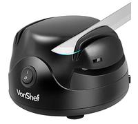 Vonshef Electric Knife Sharpener, Black | 60W Scissor Sharpener with Screwdriver Groove, 2 Grinding Wheels, Auto-Retractable Cord & Non-Slip Feet