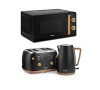 VonShef Fika 1.7L Kettle, 4 Slice Toaster & 20L Microwave Set in Black VonShef Black