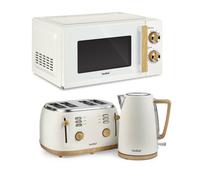 VonShef Fika 1.7L Kettle, 4 Slice Toaster & 20L Microwave Set in Cream VonShef Cream