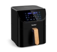 VonShef Air Fryer 6L - 1500W Compact 10-In-1 Airfryer, Rapid Air Technology, Digital LED Display, Nordic Design, 60 Min Timer, Non-Stick & Dishwasher-Safe, Healthy Oil-Free Cooking - Fika Range, Black