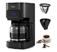 Vonshef Filter Coffee Machine Digital 1.5L With 24H Timer & Hot Plate, Brews Up To 12 Cups, Ultra-Slim Design, Retro, Black 900W