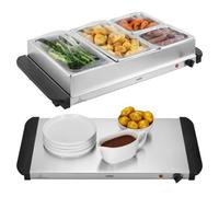 Vonshef Food Warmer 4 Tray, 7.2L Table Top Buffet Server 300W W/ Lids, Plate Warming, Temp Control, 2 X 2.4L And 2 X 1.2L Pans