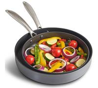VonShef Frying Pan Set - 2 Piece Non-Stick Hard Anodised Aluminium Frying Pan - 24 cm and 28 cm Twin Set - Oven Safe with Ergonomic Handles