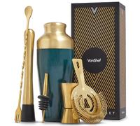 VonShef Gold & Green 6pcs Cocktail Shaker Set in Bottle Green VonShef Bottle Green