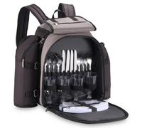 4 Person Picnic Backpack with Blanket VonShef Grey One Size