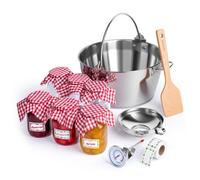 Vonshef Jam Making Kit, Starter Set Bundle Includes 9L Maslin Pan, 6X450Ml Glass Jars, Lids, Thermometer, Preserving Spoon, Funnel