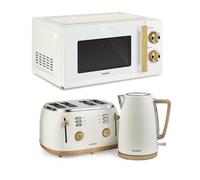Vonshef Microwave Kettle Toaster Set, Scandi Kitchen Set - Fika Range, Cream