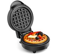 Vonshef Mini Waffle Maker, Waffle Iron 600W With 12.5Cm Non Stick Plates, Single Belgian & American Waffle Machine, Black