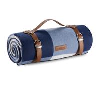 VonShef Picnic Blanket, Blue & White Tartan, 147x180cm