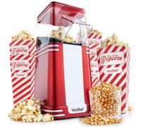 VonShef Popcorn Machine Retro 1200W - One Touch Popcorn Maker with 6 Boxes - Red