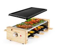 Vonshef Raclette Grill Electric, Raclette Machine For 8 With 2 Removable Non-Stick Plates & Adjustable Temperature, 1200W