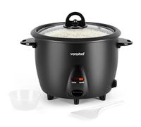 Vonshef Rice Cooker 1.8L - Electric Rice Cookers Large for 8 with Keep Warm Function, Rice Steamer with Removable Non-Stick Pot, Measuring Cup and Spatula - 700W, Black