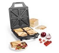 Vonshef Sandwich Toaster 4 Slice, Toastie Maker With Non-Stick Plates, 1600W, Deep Fill Toastie Maker For Grilled Cheese, Black