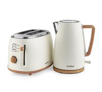 Fika Cream & Wood 2 Slice Kettle & Toaster Set