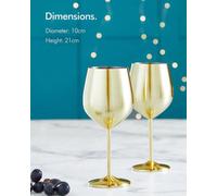 VonShef Set Of 2 Brushed Gold Wine Glasses