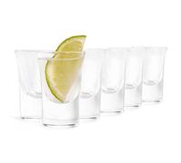 Shot Glasses, Set of 6 25ml Clear Glass Shot Measures with Heavy Base, Dishwasher Safe Vodka & Tequila Glasses for Home Bar & Parties