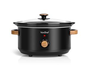 VonShef Slow Cooker 3.5L - Removable Non-stick Ceramic Bowl & Tempered Glass Lid