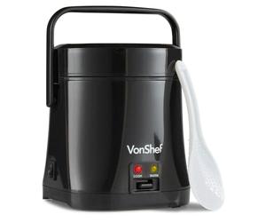 VonShef Small Rice Cooker 0.3L - Electric Rice Steamer for 2 with Keep Warm Function 200W, Removable Non Stick Rice Pot - Measuring Cup and Spatula