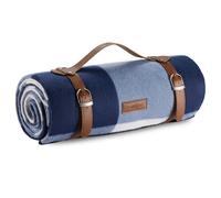 VonShef Picnic Blanket, Blue & White Tartan, 147x180cm