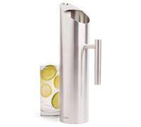 Vonshef Stainless Steel Water Jug W/ Ice Guard, 1.7L Carafe W/ Brushed Finish, 3 Pint Pitcher For Cold Beverages, Iced Tea, Juice
