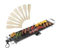 VonShef Teppanyaki Grill XXL - 2000W Electric Griddle with Non-Stick Plate, Easy Clean BBQ Table Top Grill, Adjustable Temperature, Oil Drip Tray & 8 Spatulas - Meat, Vegetables & Fish, 90x23x10cm