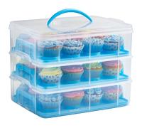 VonShef Three Tier with Handles Muffin Cupcake Carrier in Blue VonShef Blue