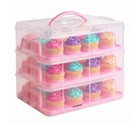 3 Tier Cupcake Carrier Pink