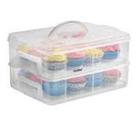 Two Tier Stackable Cupcake Carrier with Handle VonShef Clear One Size