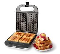 Vonshef Waffle Maker Large 1400W - 4 Slice Waffle Maker Iron with Non-Stick Plates, Overheat Protection, Cool-Touch Handle & Indicator Lights, Quad Belgian & American Desserts Machine - Black