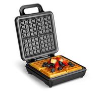 Vonshef Waffle Maker Large, 4 Slice Waffle Iron With Non-Stick Plates, 1100W, Quad Belgian & American Waffle Machine, Silver