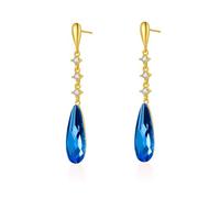 VONSSY Austrian Crystal Teardrop Drop Dangle Earrings Gold Plated Silver Post Zircon Gemstone Jewelry Gift for Woman Girlfriend Mom Wife