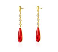 VONSSY Austrian Crystal Teardrop Drop Dangle Earrings Gold Plated Silver Post Zircon Gemstone Jewelry Gift for Woman Girlfriend Mom Wife