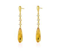 VONSSY Austrian Crystal Teardrop Drop Dangle Earrings Gold Plated Silver Post Zircon Gemstone Jewelry Gift for Woman Girlfriend Mom Wife