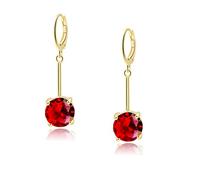 VONSSY Classic Fashion Ruby Drop Dangle Cherry Earrings for Woman with 5A CZ Gold Silver Red Gemstone Jewelry for Girls Wife Girlfriend Friends Mother Sister Daughter Gift