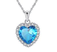 VONSSY Classic Heart Pendant Gemstone Necklace | Crystal Birthstone Necklace| 18K Platinum Gold Plated Chain | Vintage Meaningful Jewelry Gift