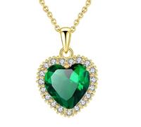 VONSSY Classic Heart Pendant Gemstone Necklace | Crystal Birthstone Necklace| 18K Platinum Gold Plated Chain | Vintage Meaningful Jewelry Gift