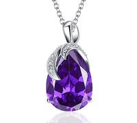 VONSSY Classic Oval Pendant Gemstone Necklace | Crystal Ruby Waterdrop Birthstone Emerald Necklace | 18K Platinum Gold Plated Chain | Vintage Meaningful Jewelry Gift
