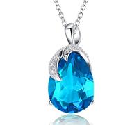 VONSSY Classic Oval Pendant Gemstone Necklace | Crystal Ruby Waterdrop Birthstone Emerald Necklace | 18K Platinum Gold Plated Chain | Vintage Meaningful Jewelry Gift