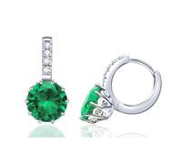 VONSSY Crystal Drop Dangle Earrings | Simulated Gemstones Leverback Hoop Earrings | Stylish Platinum/Rose Gold Hanging Zircon Earrings | Vintage Jewelry Gift for Women Girls (Green)