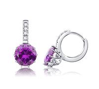 VONSSY Drop Dangle Hoop Earrings, Brilliant 5A Cubic Zirconia, Leverback Hoop Earrings, Metal, Cubic Zirconia