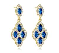 VONSSY Drop Dangle Zircon Earrings Boho Chandelier Rhinestone Crystal Gemstone Platinum Gold Plated Silver Post Jewelry Gift for Woman Girlfriend Mom Wife