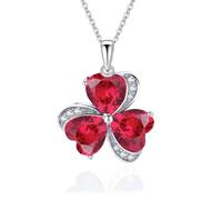 VONSSY Elegant Clover Pendant Necklace | Emerald Green Gemstone ST Patricks Day Irish Shamrock Necklace | Platinum Rose Gold Plated Chain