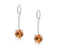 VONSSY Gemstone Drop Dangle Earrings | Stylish 18k Platinum/Gold Plated Leverback Crystal Hanging Dangly Ruby Sapphire Emerald Earrings | Jewelry Gift for Mother Daughter Wife (Champagne-Platinum)