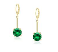 VONSSY Gemstone Drop Dangle Earrings | Stylish 18k Platinum/Gold Plated Leverback Crystal Hanging Dangly Ruby Sapphire Emerald Earrings