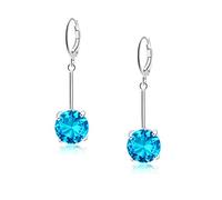 VONSSY Gemstone Drop Dangle Earrings | Stylish 18k Platinum/Gold Plated Leverback Crystal Hanging Earrings | Vintage Jewelry Gift