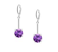 VONSSY Gemstone Drop Dangle Earrings | Stylish 18k Platinum/Gold Plated Leverback Crystal Hanging Earrings | Vintage Jewelry Gift