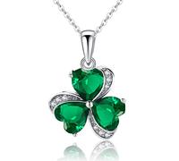 VONSSY Green Emerald Birthstone Gemstone Necklace | Oval Rectangle Waterdrop Crystal Diamond Pendant | Platinum/Rose Gold Chain Vintage Prom Statement Jewelry Gift for Women Daughter Girlfriend 18"