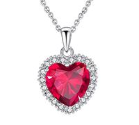 VONSSY Heart Pendant Necklace Women Jewelry Gift 18k Gold Plated Chain | Ruby Emerald Sapphire Gemstone Crystal Zircon Statement for Mother Wife Heart of the Ocean Love Valentine's Anniversary